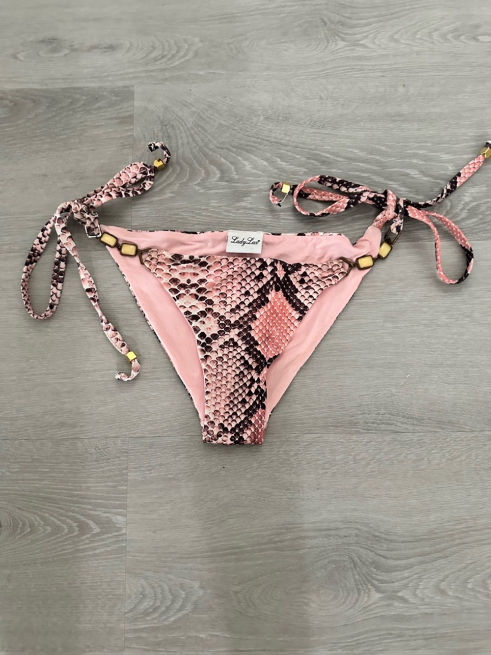 Lady Lux Pink Snake Print Bikini Bottom